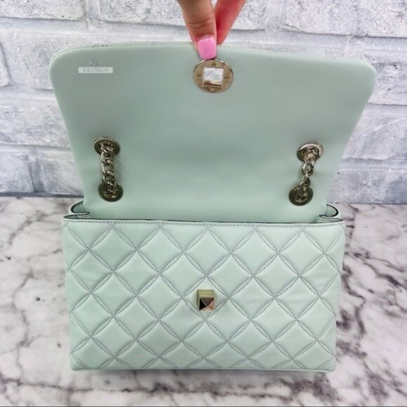 Kate Spade Natalia Quilted Leather Medium Flap Chain Shoulder Bag Crossbody - Picture 6 of 10